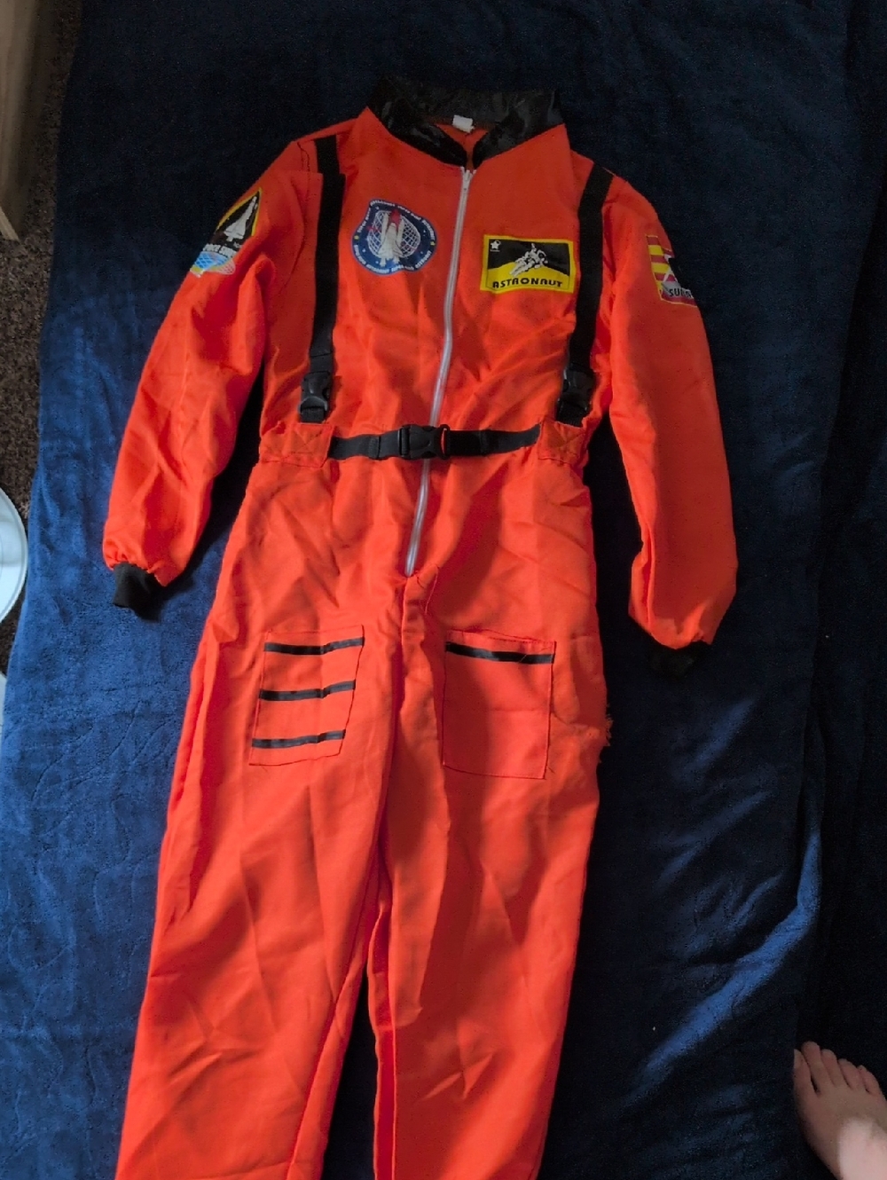 Orange Astronaut Costume Jumpsuit with Patches